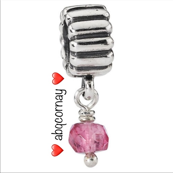 EUC Pandora 790166TU Sterling Silver October Tourmaline Dangle Charm - Picture 1 of 10